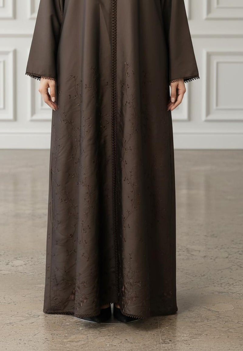 NUKHBAA Braided Accent Abaya | Crepe Fabric-925 - Image 2