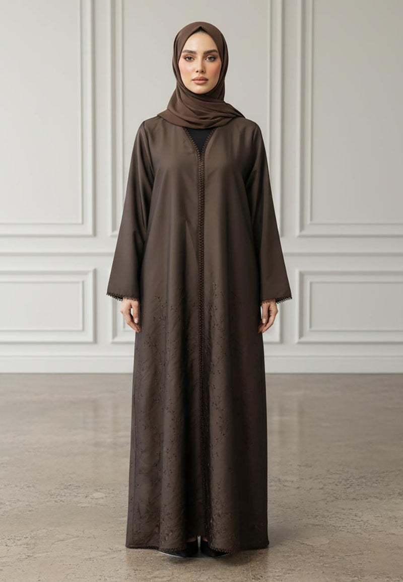 NUKHBAA Braided Accent Abaya | Crepe Fabric-925 - Image 3