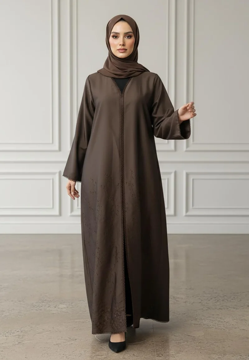نخبة Braided Accent Abaya | Crepe Fabric-925