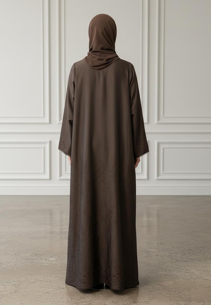 NUKHBAA Braided Accent Abaya | Crepe Fabric-925 - Image 4