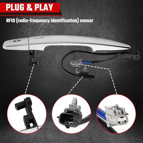 ISINSWIFT Exterior Chrome Door Handle Front Left Driver Side, fit for Nissan Sentra 2013-2018, fit for Nissan Murano Maxima 2009-2014, fit for Nissan Leaf 2011-2017 Replace#806469N00A 806451AA0A - Image 5