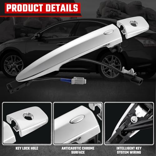 ISINSWIFT Exterior Chrome Door Handle Front Left Driver Side, fit for Nissan Sentra 2013-2018, fit for Nissan Murano Maxima 2009-2014, fit for Nissan Leaf 2011-2017 Replace#806469N00A 806451AA0A - Image 3