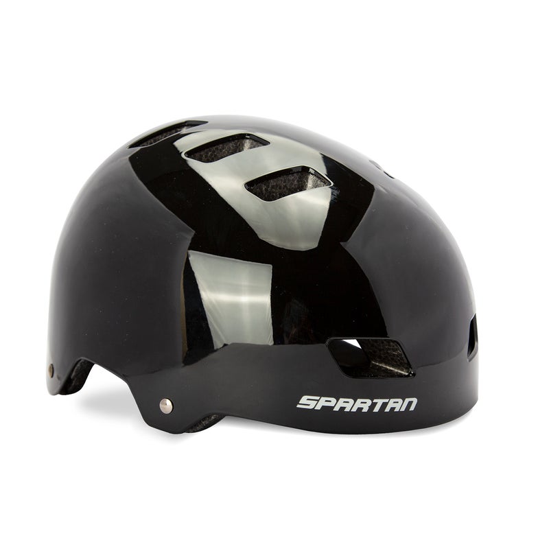 Spartan Mirage Jr Kids Skate Helmet | S/M Size 53–56 cm | Midnight Black Finish | ABS Shell with EPS Foam & Sponge Liner | Dial-Fit Head Ring | 12 Vents | Quick-Release Buckle | Multi-Sport | SP-9089 - Image 1