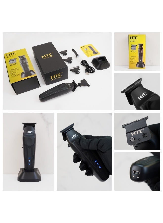 HTC AT-570 Professional Barber Hair Clipper 440C Powder Metal Blade Hair Trimmer With Charge Base - Image 3