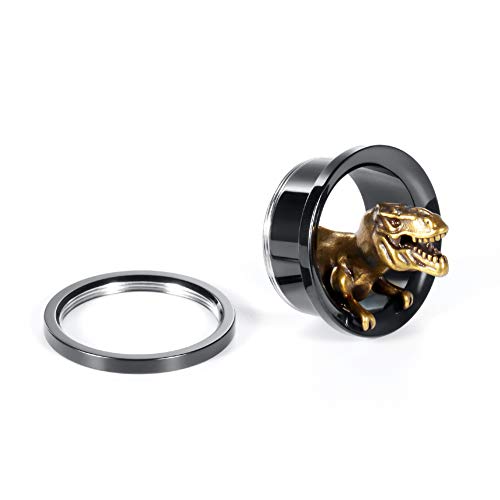 TBOSEN 2PCS Stainless Steel Dinosaur Flesh Tunnel Ear Gauge Stretcher Plug Jewelry Piercing Expander Gauges 2g - 1 inch 6mm-25mm - Image 3
