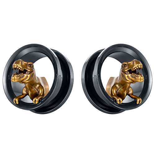 TBOSEN 2PCS Stainless Steel Dinosaur Flesh Tunnel Ear Gauge Stretcher Plug Jewelry Piercing Expander Gauges 2g - 1 inch 6mm-25mm - Image 1