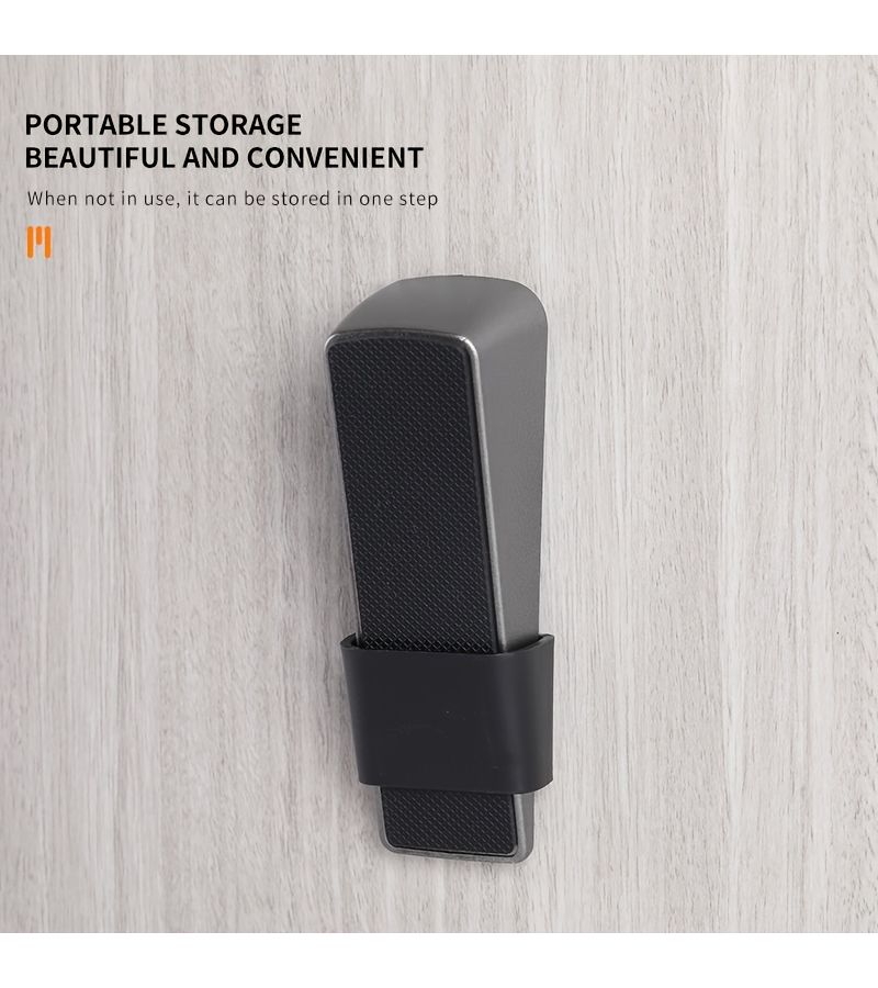 Silver No Drill Door Stopper Easy Use Prevents Slamming - Image 2