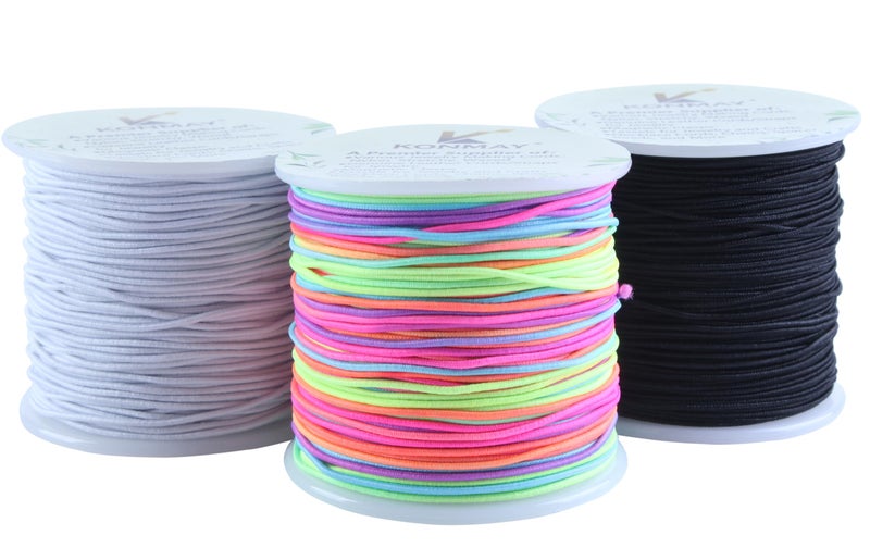 KONMAY 1.0mm Stretchy Bracelet String, Elastic Beading Cord for Pony Beads, Kandi Bracelets, Necklaces & DIY Crafts, Mixed, 50 Yards Each - Image 1