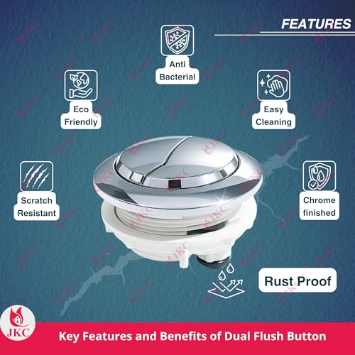 JKC ​JKC ABS Plastic Toilet Flush Button for Western Toilet Water Tank Lid with Dual Push Round Replacement Part (58mm Round) - Image 4