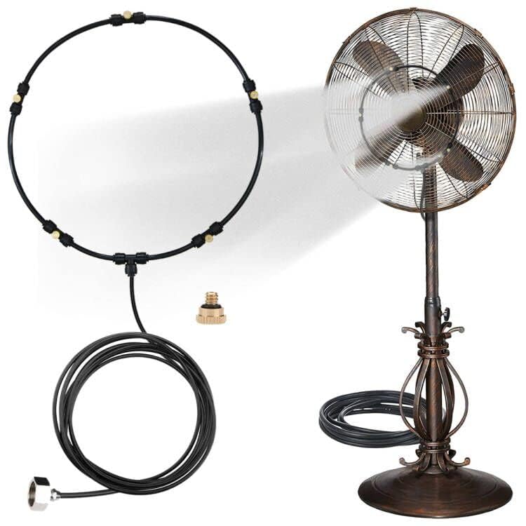 LANDGARDEN LANDGARDEN Outdoor Misting Fan Kit for a Cool Patio Breeze,Water Mister Spray for Cooling Outdoor,19.36FT (5.9M) Misting Line + 5 Brass Mist Nozzles + a Brass Adapter(3/4) Fit to Any Outdoor Fan  - Image 2