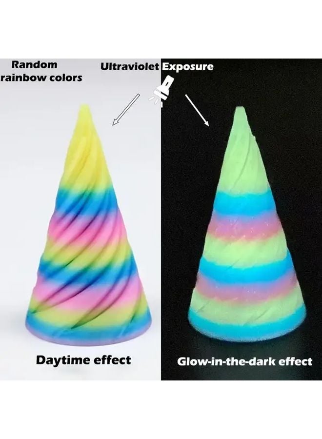 Glow In The Dark Rainbow Spiral Cone UV Absorbing Plastic Desk Decor Gift - Image 1