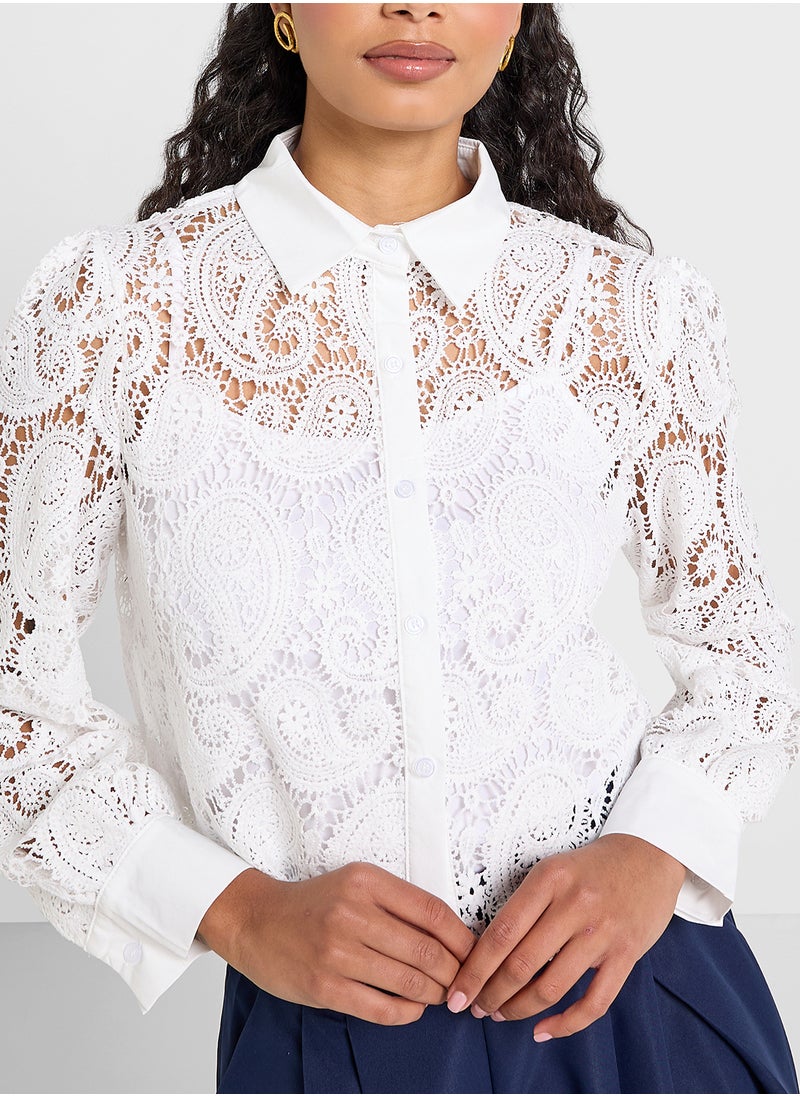 ELLA Paisley Patterned Lace Shirt  - Image 3