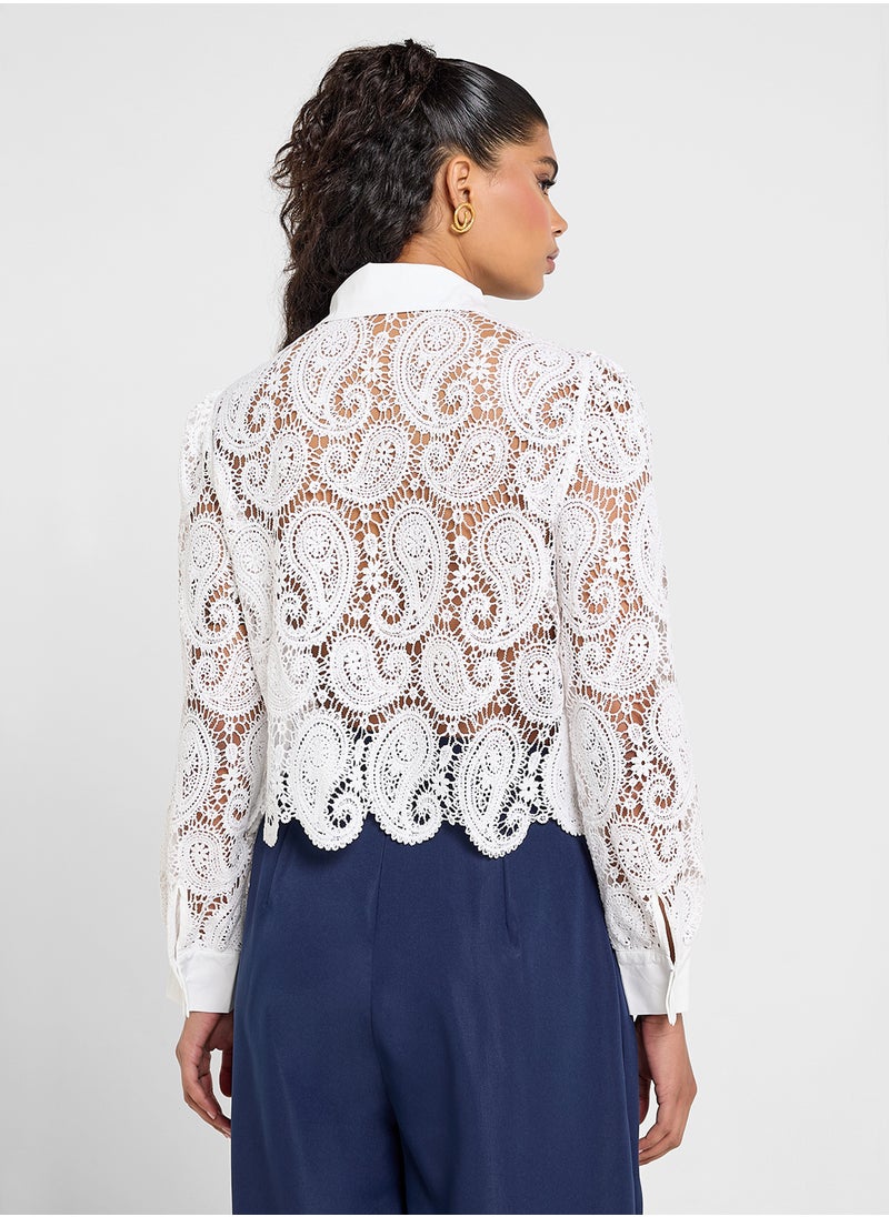 ELLA Paisley Patterned Lace Shirt  - Image 2