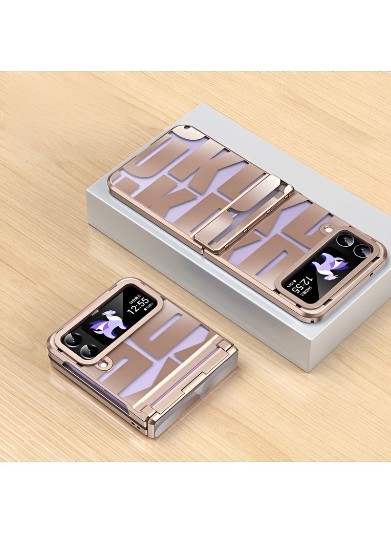 ريوكل جراب Samsung Galaxy Z Flip 4 3 مع حماية المفصلة، ​​غطاء كامل، جراب نحيف، جراب هاتف فاخر مطلي بالكهرباء، جراب هاتف عصري مزين بحروف لهاتف Galaxy Z Flip 4 3 - Image 2