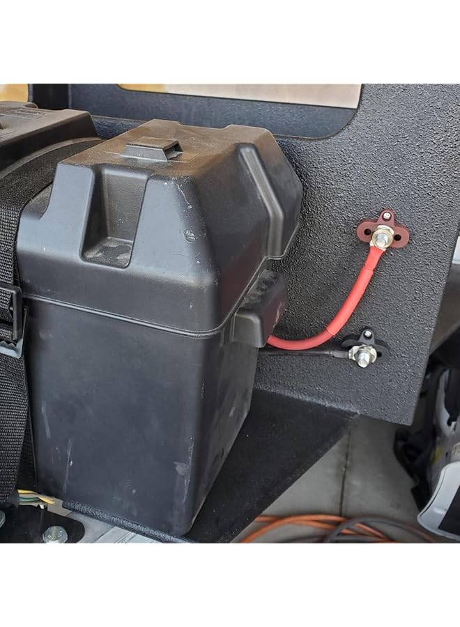 كاست ويف أعمدة توصيل بطارية أحادية المسمار مقاس 5/16 بوصة، قضيب توصيل 12 فولت 200 أمبير، طرف توزيع طاقة، كتلة توصيل أرضية متينة، طقم أطراف توصيل طاقة (أحمر وأسود) - Image 3