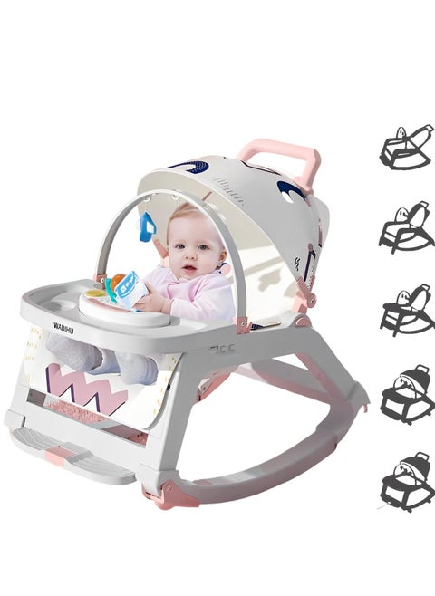 5 in 1 Baby Rocking Chair, Adjustable Baby Rocking Bouncer for 0-36 Months Baby, Baby Rocker Baby Shaker with Music