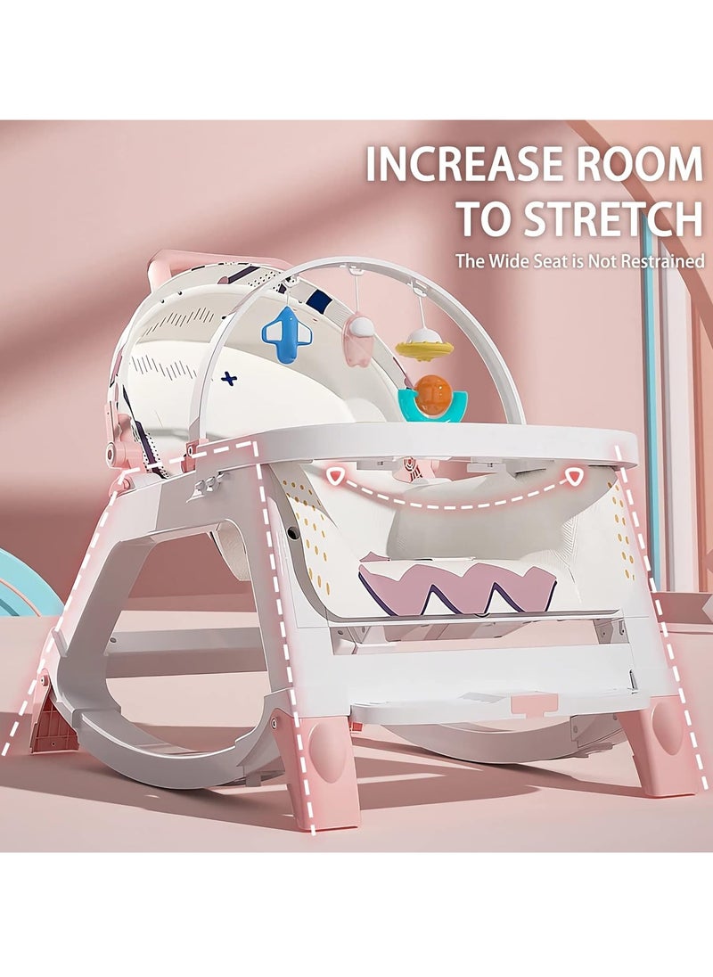 5 in 1 Baby Rocking Chair, Adjustable Baby Rocking Bouncer for 0-36 Months Baby, Baby Rocker Baby Shaker with Music