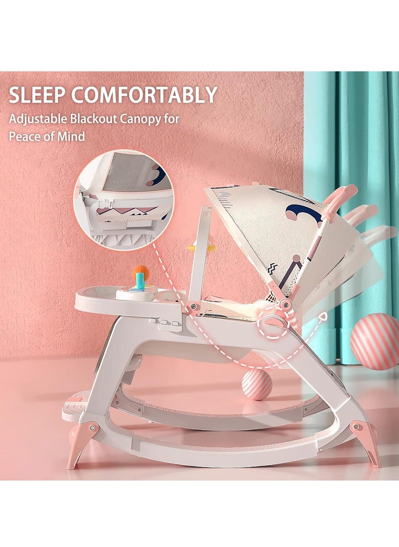 5 in 1 Baby Rocking Chair, Adjustable Baby Rocking Bouncer for 0-36 Months Baby, Baby Rocker Baby Shaker with Music