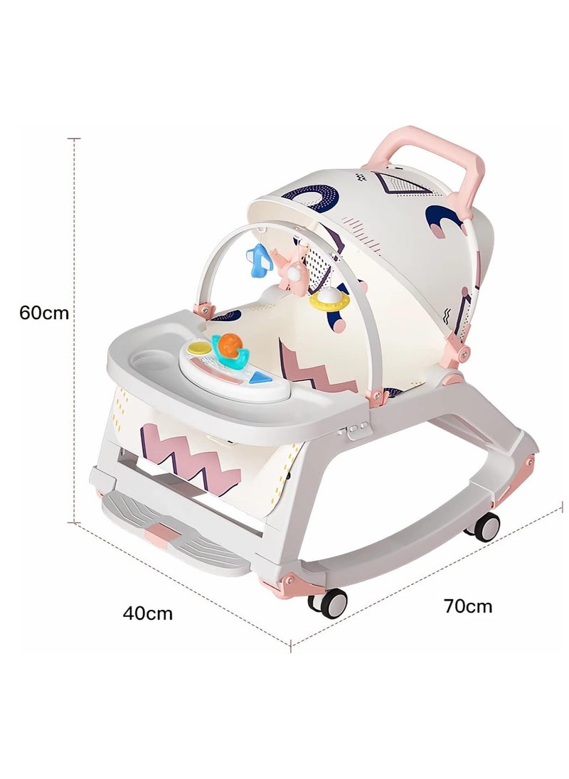 5 in 1 Baby Rocking Chair, Adjustable Baby Rocking Bouncer for 0-36 Months Baby, Baby Rocker Baby Shaker with Music