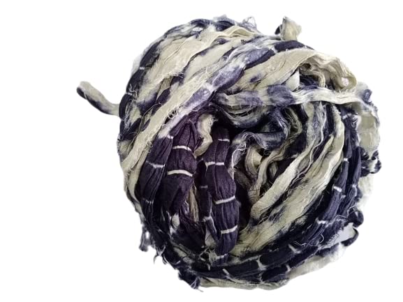 Knitsilk Recycled Shibori Sari Silk Ribbon YarnBest for Crochet Knitting and Embroidery and Jewelry Making 50 GMS30YardsBlackSustainable and Unique Texture Ribbon Yarn