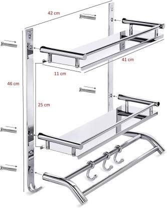 iSTAR Stainless Steel Multi Use Bathroom Rack Shelf Chrome Finish Kitchen Shelf Bathroom Shelf Bathroom Accessories (Number of Shelves - 3, Steel) - Image 5