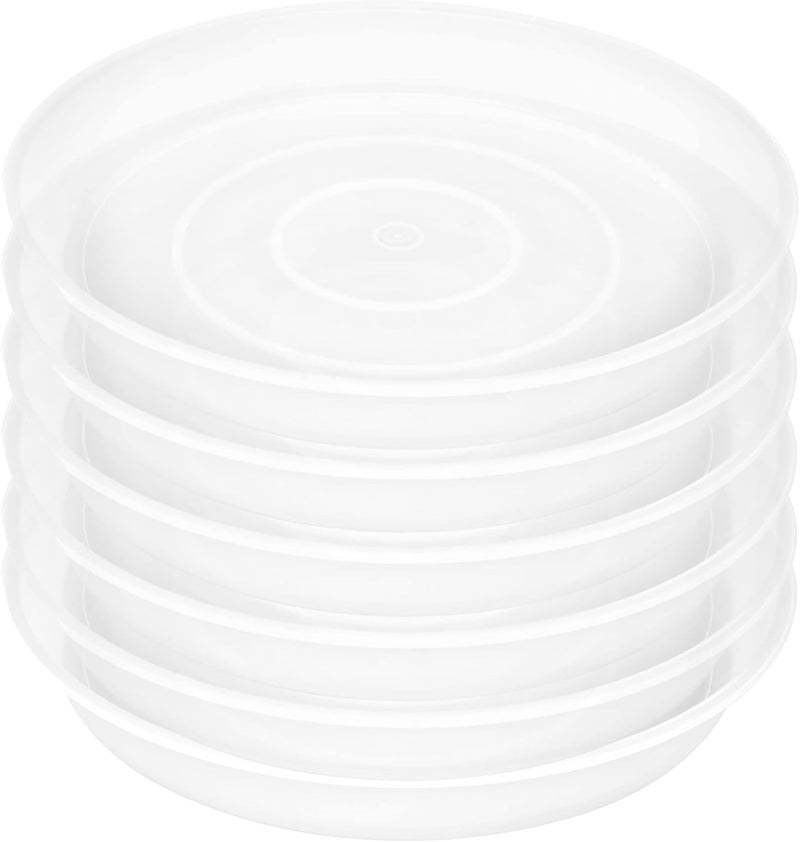 Bleuhome 6 Pack Plastic Plant Saucer Water Drip Tray, 4 5 6 7 8 9 10 11 12 inch, Heavy Sturdy Plant Drainage Tray for Indoors Outdoor, Flower Saucers for Pots Base (4", Clear) - Image 1