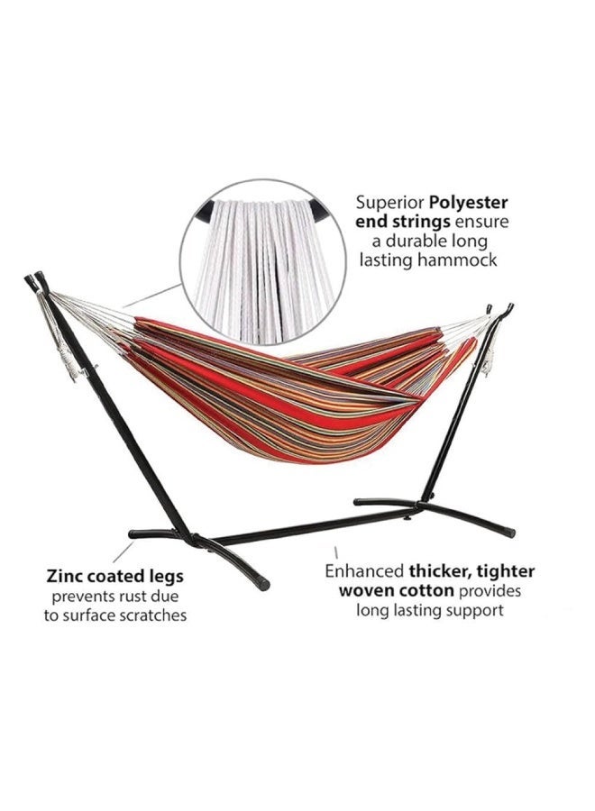 Adventure Lab Cotton Hammock with Steel Stand, 2-Person Portable Hammock for Garden, Camping, Beach & Patio, 450 lb Capacity, with Premium Carry Bag - Image 2