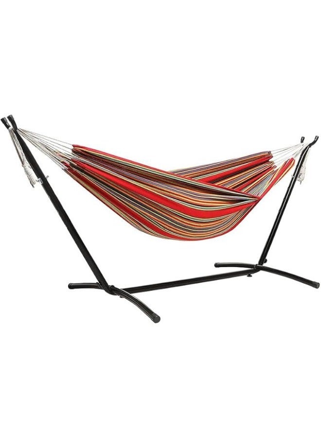 Adventure Lab Cotton Hammock with Steel Stand, 2-Person Portable Hammock for Garden, Camping, Beach & Patio, 450 lb Capacity, with Premium Carry Bag - Image 1