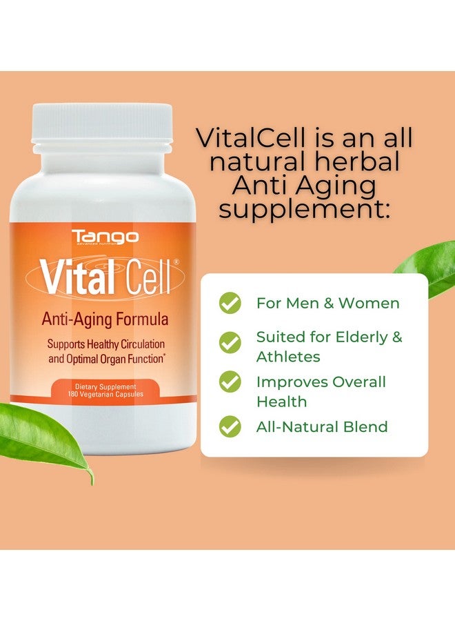 Tango Vital Cell Natural Anti-Aging Supplement for Men and Women, Supporting Circulation and Healthy Organ Function (180 Vegetarian Capsules) - Image 2