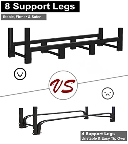 Koutemie 4Ft Outdoor Firewood Rack Holder for Fireplace Wood Storage, Adjustable Fire Log Stacker Stand, Black - Image 2