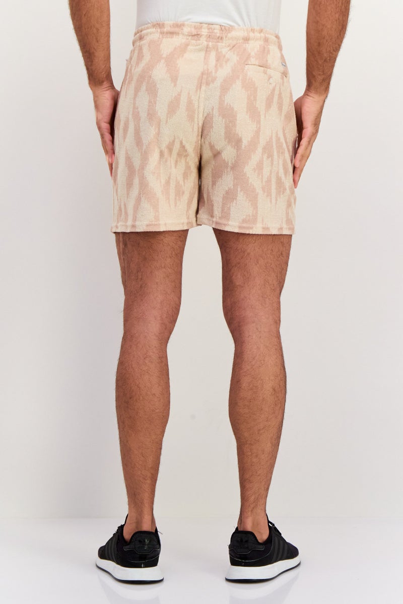 Original Paperbacks Men Allover Print 6 Inseam Basic Shorts, Beige - Image 3