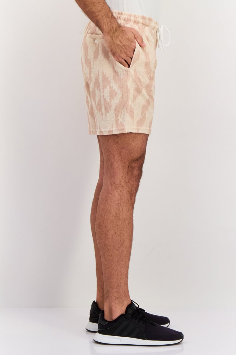 Original Paperbacks Men Allover Print 6 Inseam Basic Shorts, Beige - Image 2