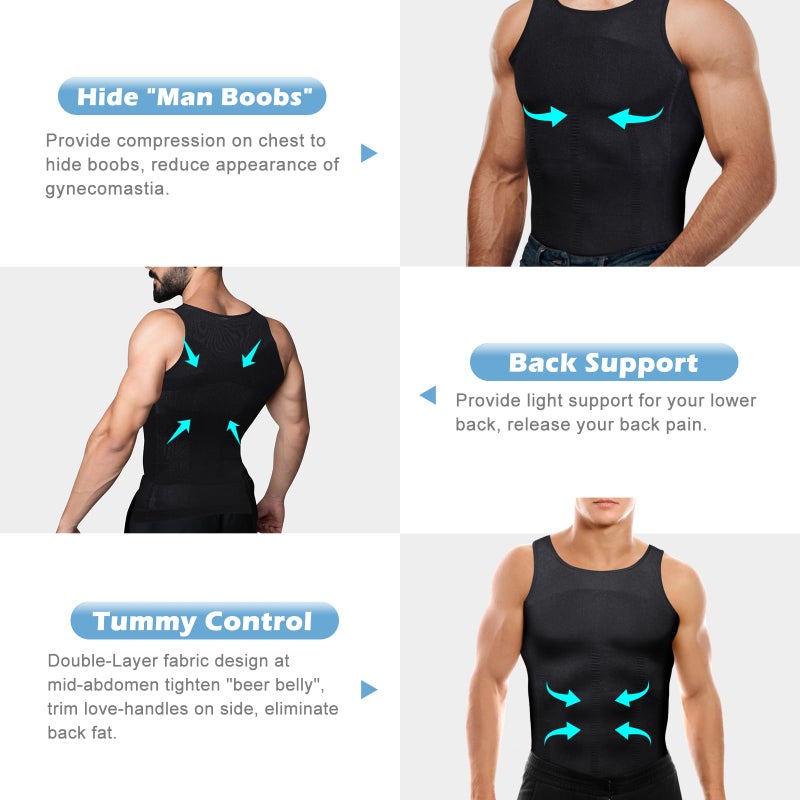 LGMTR Mens Slimming Body Shaper Vest, Gynecomastia Compression Shirts, Tummy Control Undershirts - Image 2