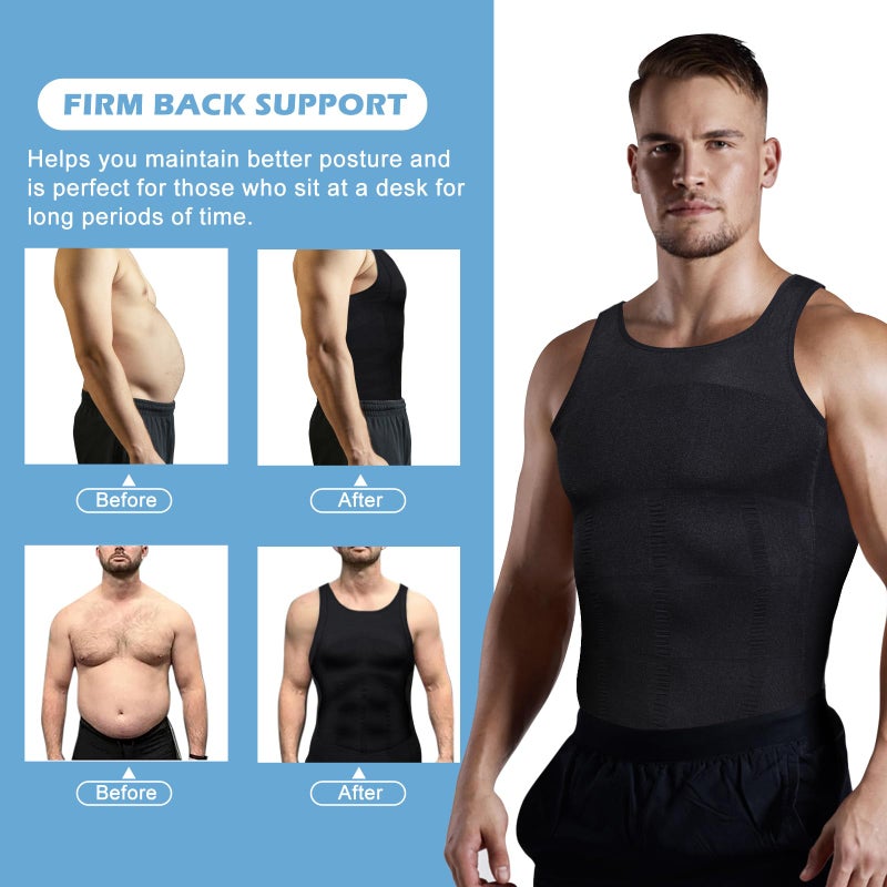 LGMTR Mens Slimming Body Shaper Vest, Gynecomastia Compression Shirts, Tummy Control Undershirts - Image 5