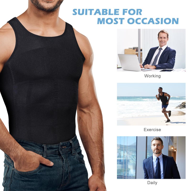 LGMTR Mens Slimming Body Shaper Vest, Gynecomastia Compression Shirts, Tummy Control Undershirts - Image 4