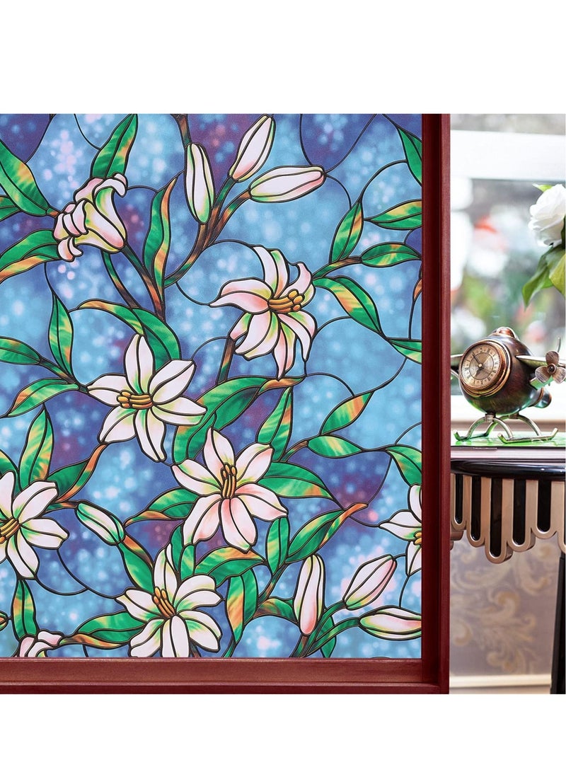 Captaintech Privacy Window Films, Stained Glass Window Film Privacy, Anti UV Rainbow Window Clings, No Glue Static Cling Glass Film Removable - Image 1