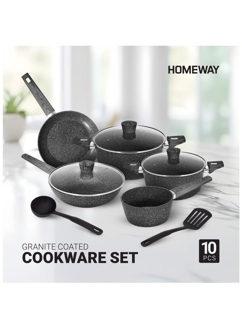 HOMEWAY 10 PCS GRANITE COOKWARE SET-FORGED(ELEGENZA SERIES)