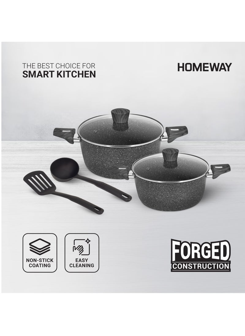 HOMEWAY 10 PCS GRANITE COOKWARE SET-FORGED(ELEGENZA SERIES)