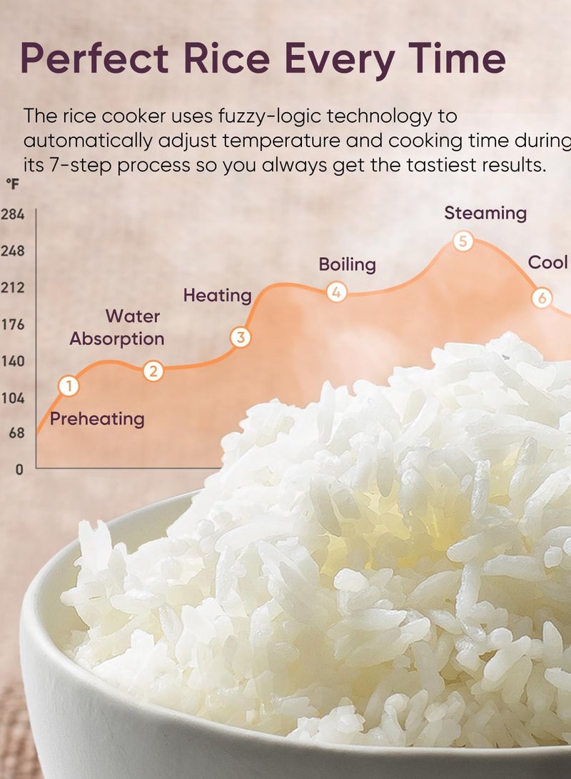 Winning Star Rice Cooker, Non-stick Ceramic Inner Pot, Low-Sugar Cooker LED Touch Panel 15 Functions Rice Maker Sauté, Slow Cooker, - Image 3