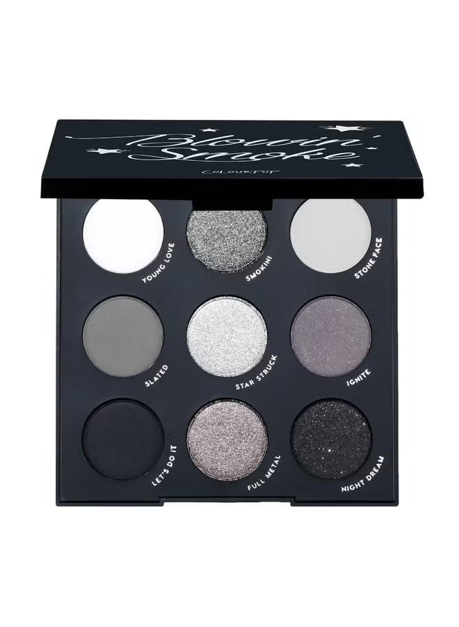 لوحة ظلال العيون ColourPop Blowin' Smoke - لوحة ظلال عيون فضية ومدخنة مع لمسات معدنية ومطفية - مكياج عيون عالي الصبغة مع تركيبة تدوم طويلاً (0.3 أونصة)