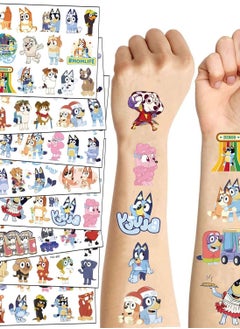 Generic 8 Sheets blueys Party Supplies Temporary Tattoos, (136pcs) Birthday Party Supplies Favors Super Cute Fake Tattoos Stickers Party Decorations Boys Girls School Rewards Gifts  - Image 1