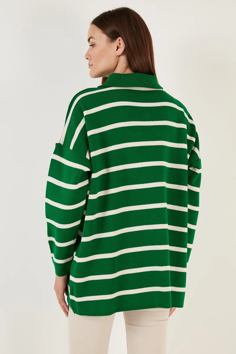 Lela Striped Half Zipper Oversize Knitwear Sweater Women's Sweater 4616080