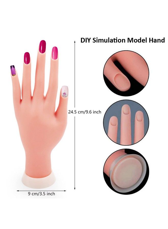 Deciniee Practice Hand For Acrylic Nailsnail Mannequin Hands For Nails Practicefake Nail Training Hand Manicure Flexible Bendable Nail Hand With 100Pcs Nail Tipspainting Pennail Clay And Nail Rhinestones - Image 5