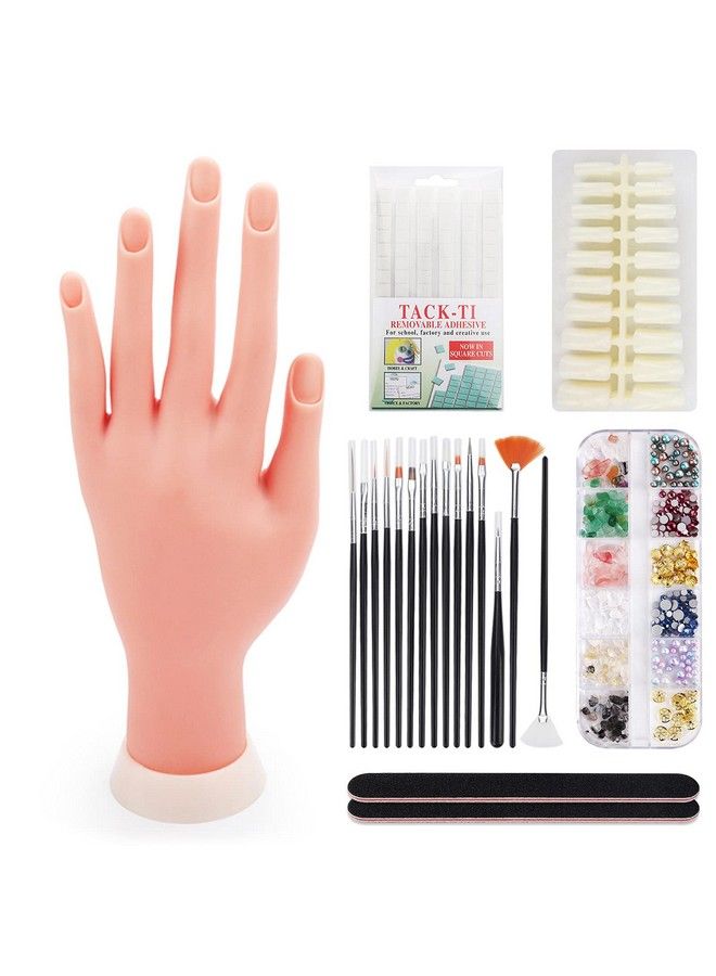 Deciniee Practice Hand For Acrylic Nailsnail Mannequin Hands For Nails Practicefake Nail Training Hand Manicure Flexible Bendable Nail Hand With 100Pcs Nail Tipspainting Pennail Clay And Nail Rhinestones - Image 2