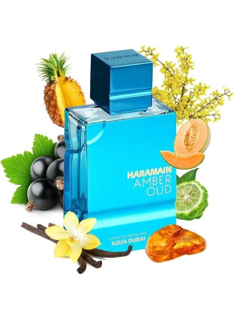 Al Haramain Haramain Amber Oud Aqua Dubai 100ml Extrait de Parfum | Luxury Fragrance with Bergamot, Amber, Musk & Vanilla | Fresh, Elegant, and Long-Lasting | Inspired by Dubai’s Aquatic Allure - Image 1