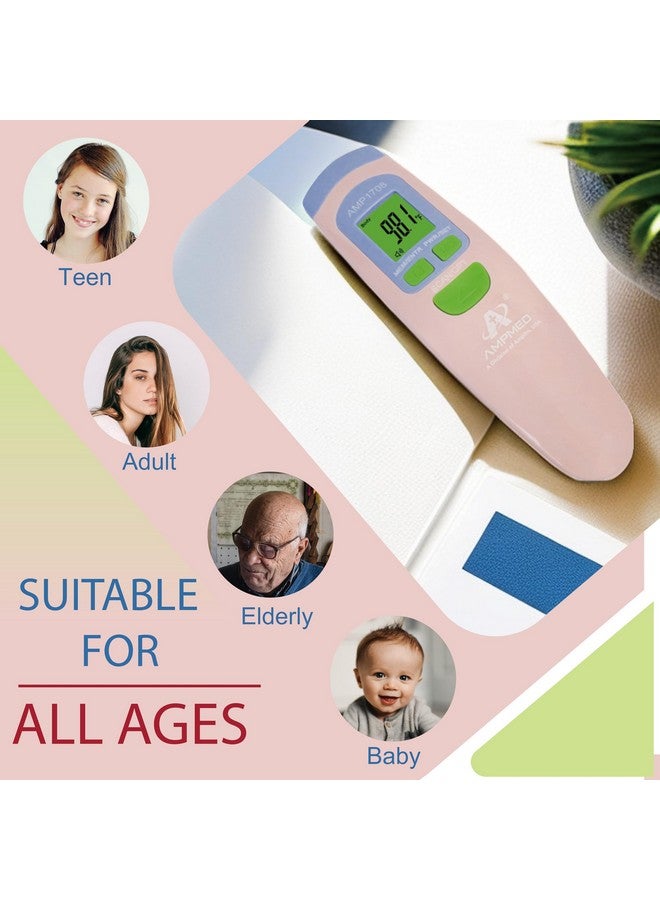 Amplim Ampmed Non Contact/No Touch Digital Forehead Thermometer for Adults, Kids, and Babies, Touchless Temporal Thermometer with Storage Case. FSA HSA Approved - Pink - Image 1