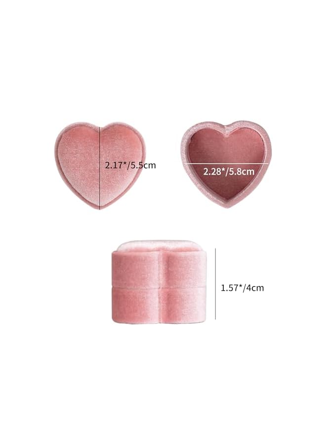 The Bros Ring Box,DesignSter Heart Shape Ring Bearer Box, Premium Velvet Gorgeous, Vintage Double Ring Organizer, Jewelry Gift Storage for Wedding, Proposal, Engagement, Ceremony (Pink)  - Image 2