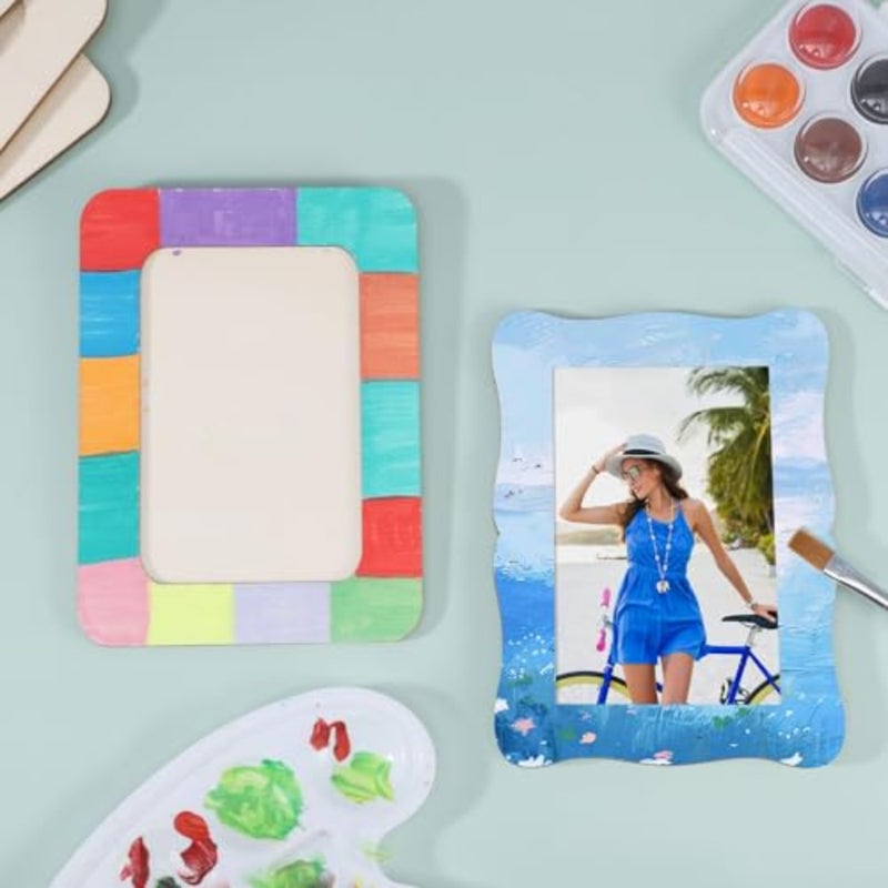 16 حزمة إطارات صور خشبية للحرف اليدوية، 4 × 6 بوصة إطار صورة DIY، إطارات خشبية للصور لعيد الأب وحفلات التخرج وعيد الميلاد - Image 4
