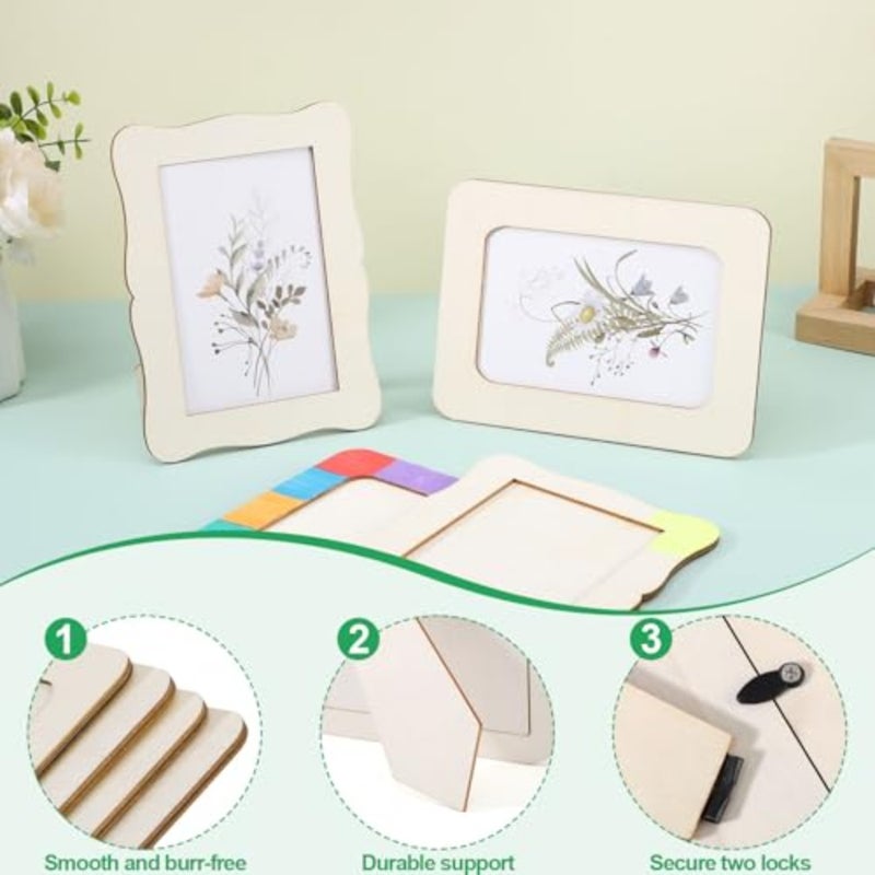 16 حزمة إطارات صور خشبية للحرف اليدوية، 4 × 6 بوصة إطار صورة DIY، إطارات خشبية للصور لعيد الأب وحفلات التخرج وعيد الميلاد - Image 3