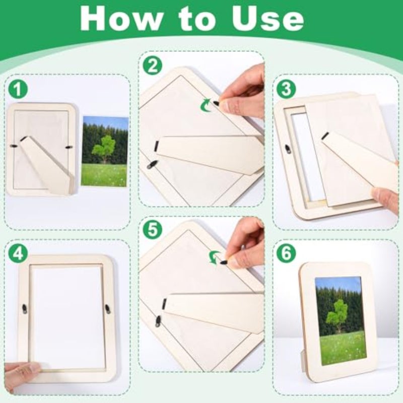16 حزمة إطارات صور خشبية للحرف اليدوية، 4 × 6 بوصة إطار صورة DIY، إطارات خشبية للصور لعيد الأب وحفلات التخرج وعيد الميلاد - Image 5